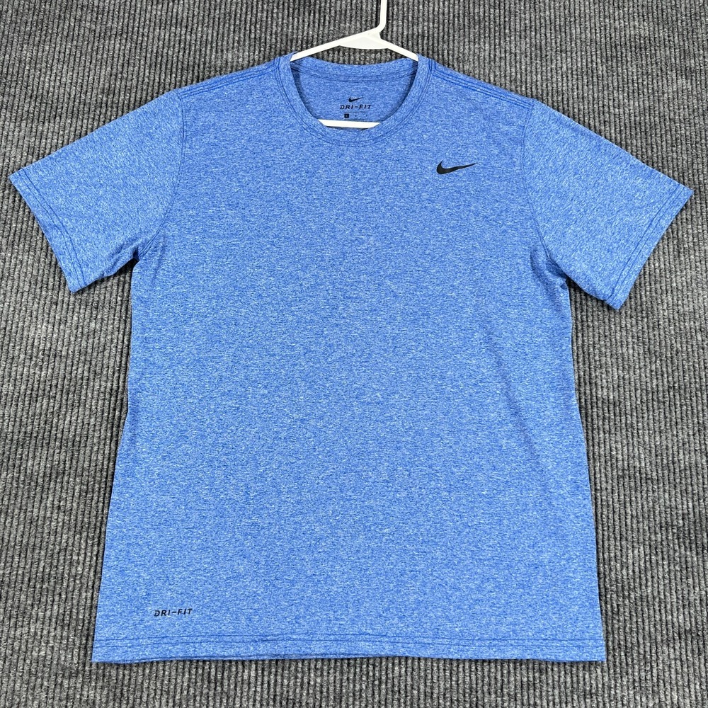 Nike Shirt Mens Large Blue Short Sleeve Dri Fit Training Running Active Casual